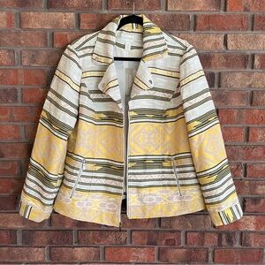 Chicos NWT Aztec zip up Jacket yellow